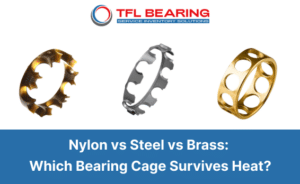 Comparison of Nylon PA66, pressed steel, and machined brass bearing cages for high-temperature applications