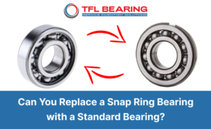 Standard bearing and snap ring bearing compared for replacement compatibility